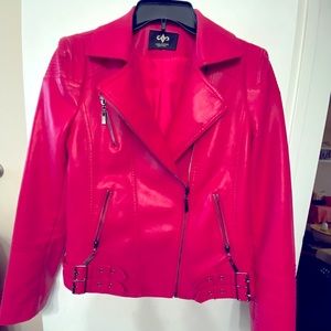 Barbie, hot pink faux leather, women’s jacket. Size small/medium